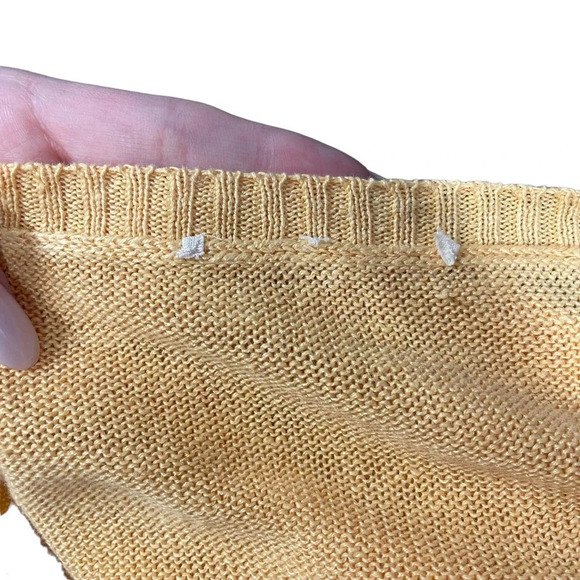 Eileen Fisher‎ Orange Yellow Knit Organic Linen Side Button Sweater Size Medium - Picture 7 of 7